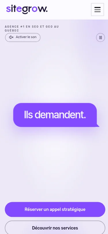 Accueil de sitegrow.co sur téléphone
